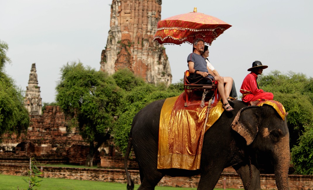 Tourists Riding Elephant